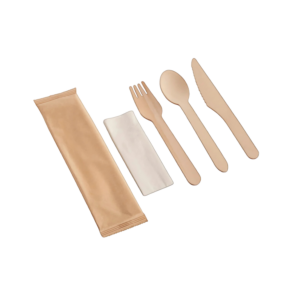 Individually Wrapped Wooden Cutlery Kit