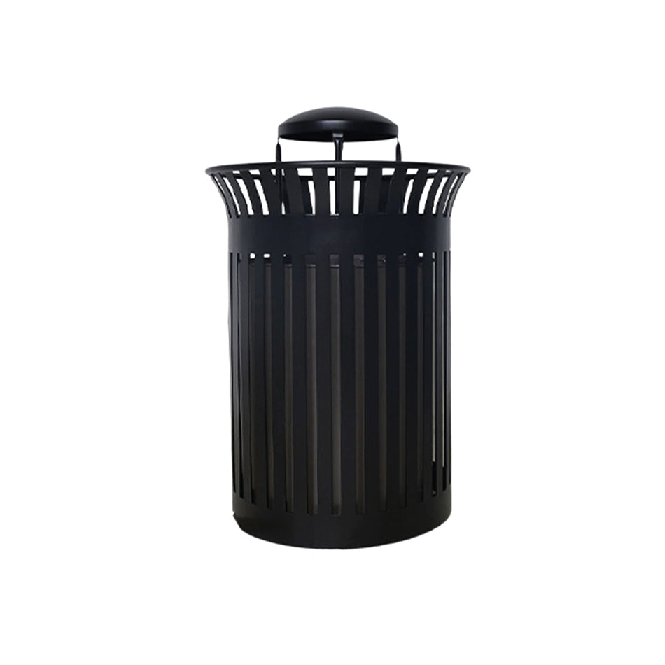 Industrial Outdoor Slatted Steel Trash Can